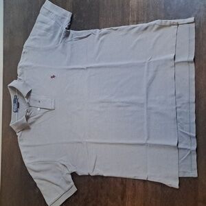 VTG Polo Ralph Lauren Polo Tee size Medium Taupe Burgundy Pony Shirt Embroidered